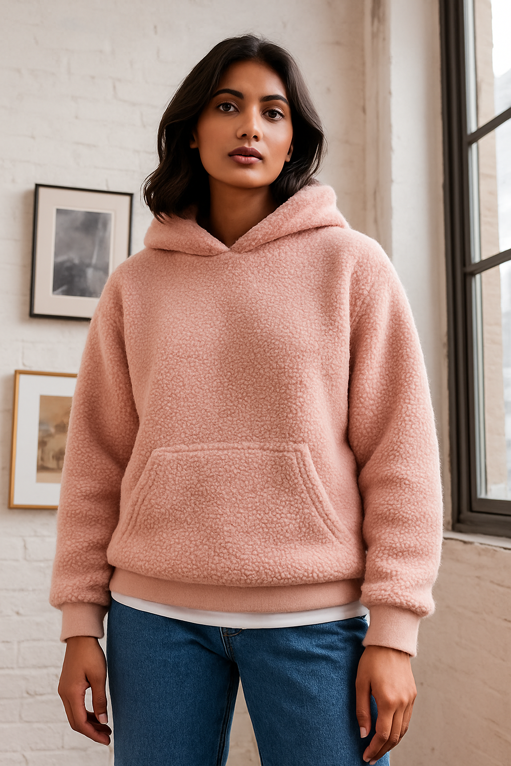 SHERPA HOODIE PINK