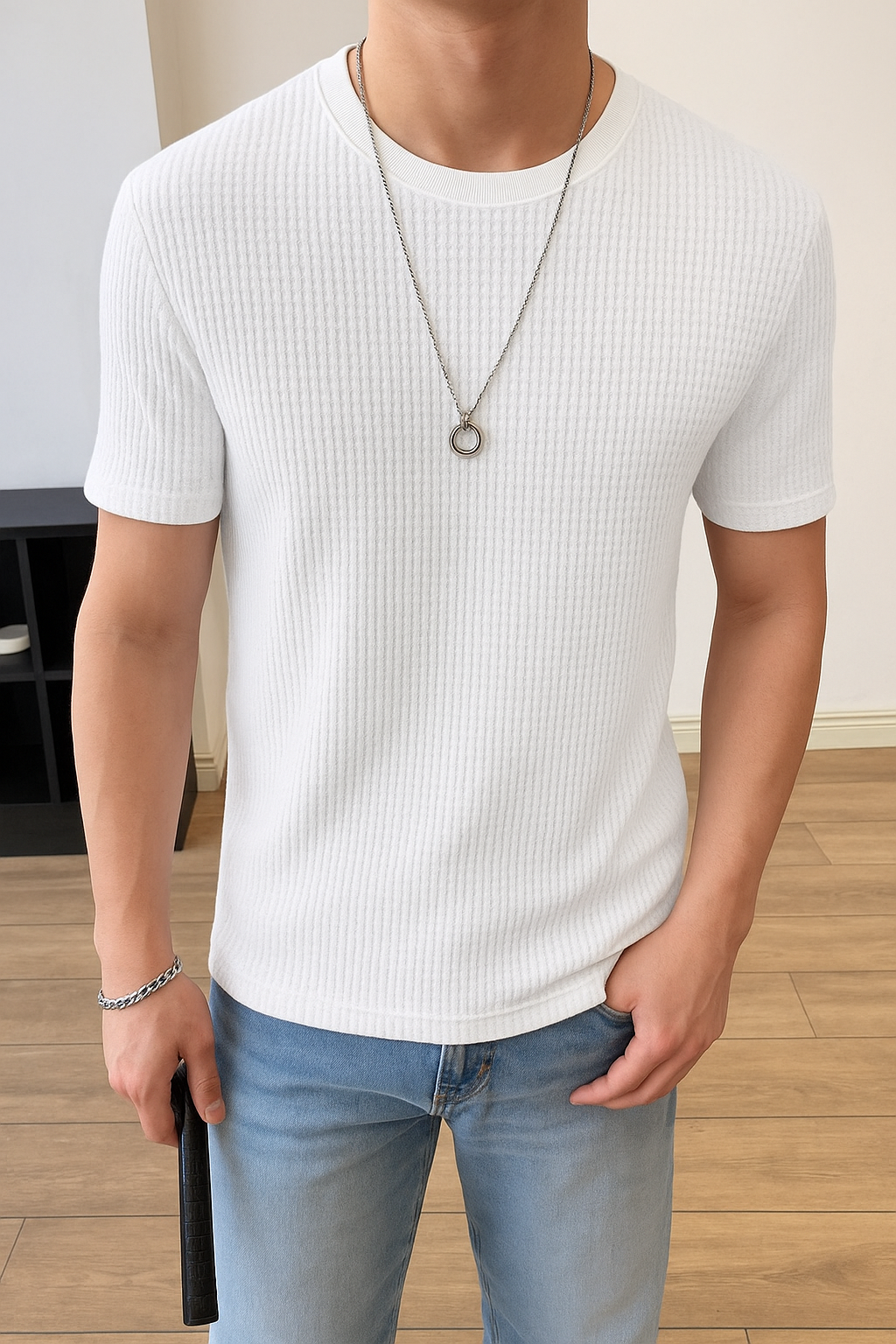 Waffle Knit Tshirt White
