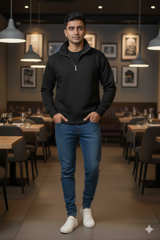 Quarter Zip Sweatshirt Black
