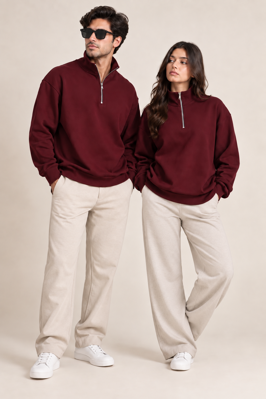 Quarter Zip Sweatshirt Maroon