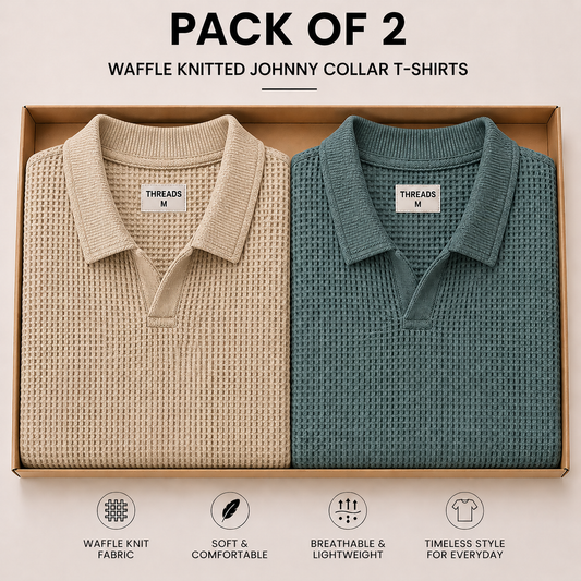 Pack Of Two Knitted Polo Tshirts Seige - Beige