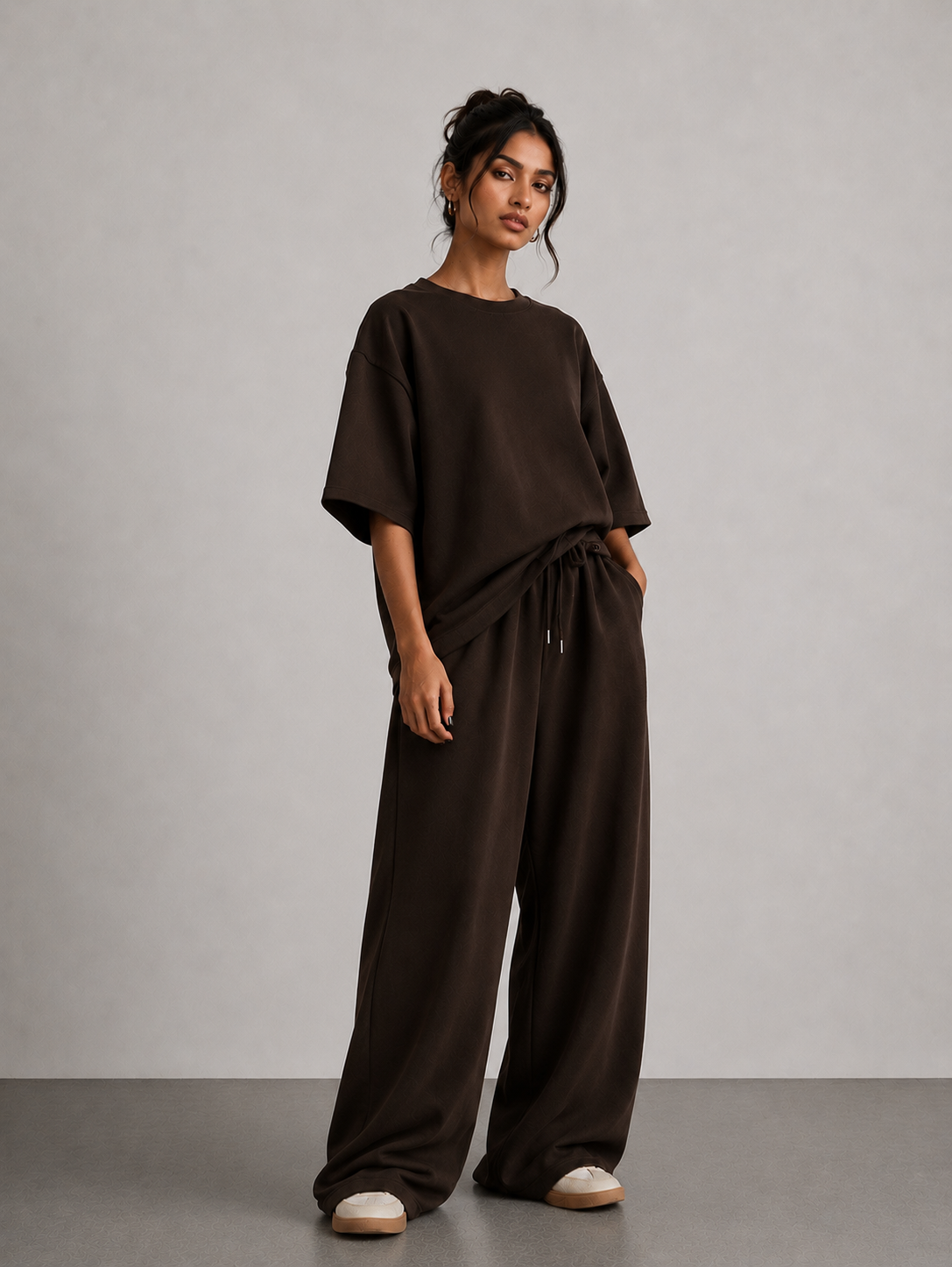Loose Fit Co-ord Set - Chocolate Shade