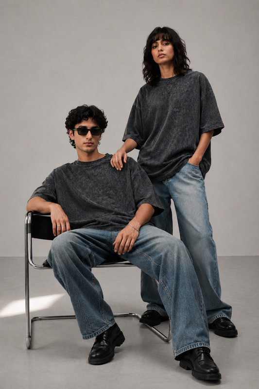Acid Washed Tshirt - Grey