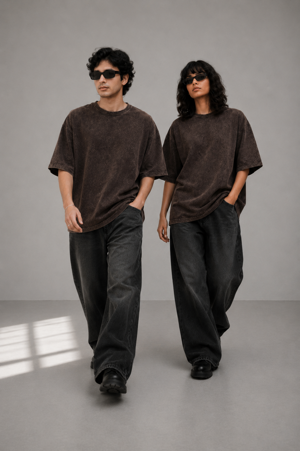 Acid Washed Tshirt - Brown