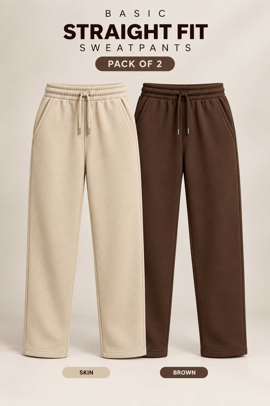 Pack Of Two Sweatpants Skin - Brown
