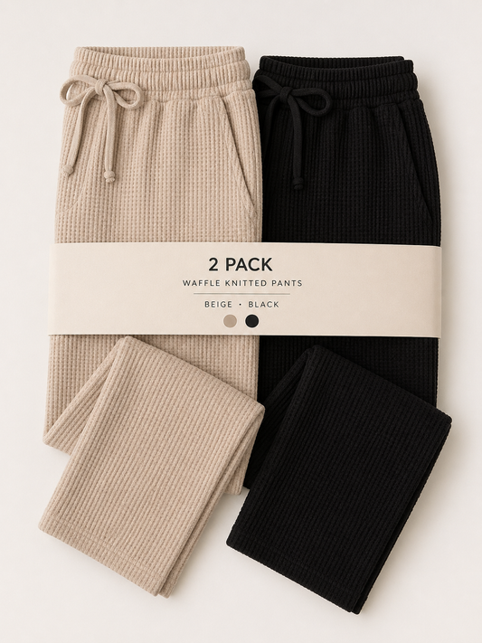 Pack Of Two Knitted Pants Black - Beige