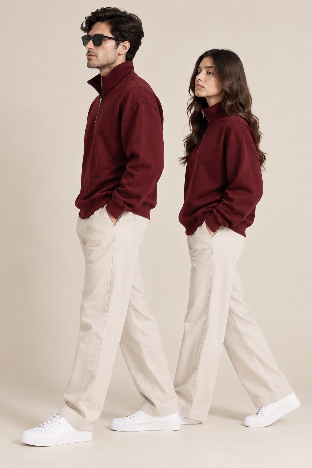 Quarter Zip Sweatshirt Maroon