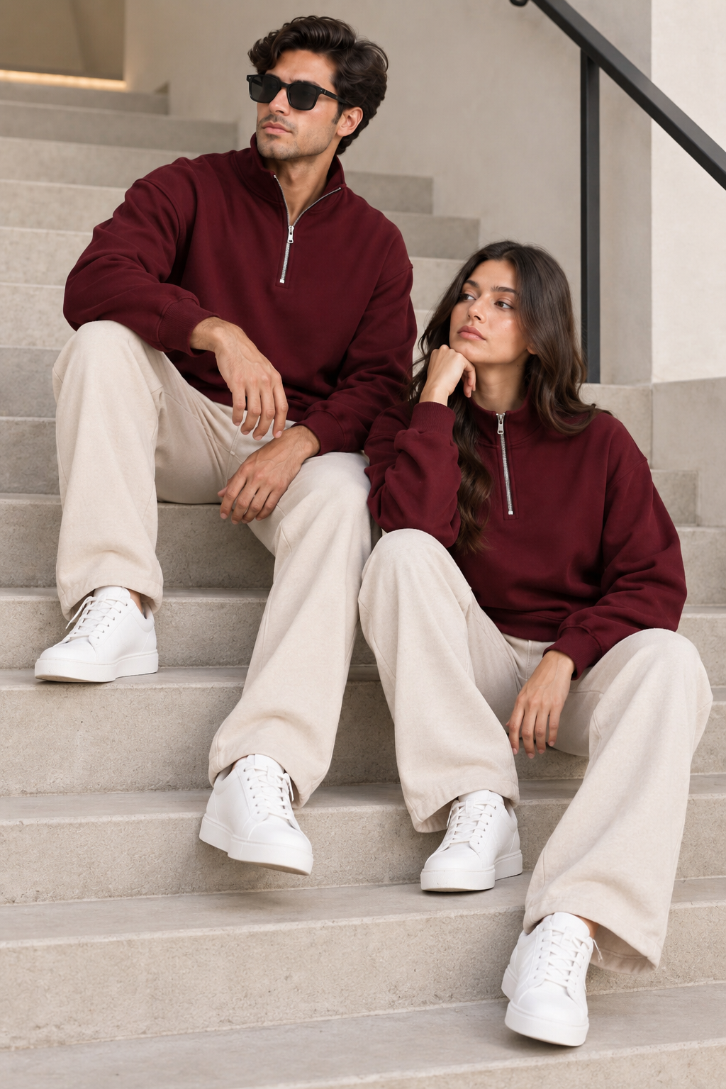 Quarter Zip Sweatshirt Maroon