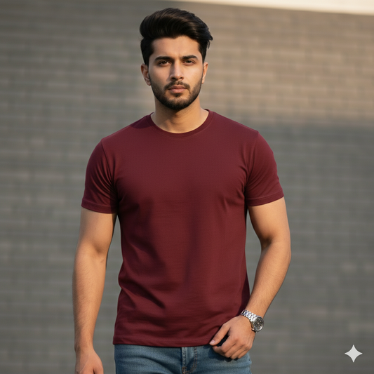 BASIC MAROON HALF SLEEVES TSHIRT