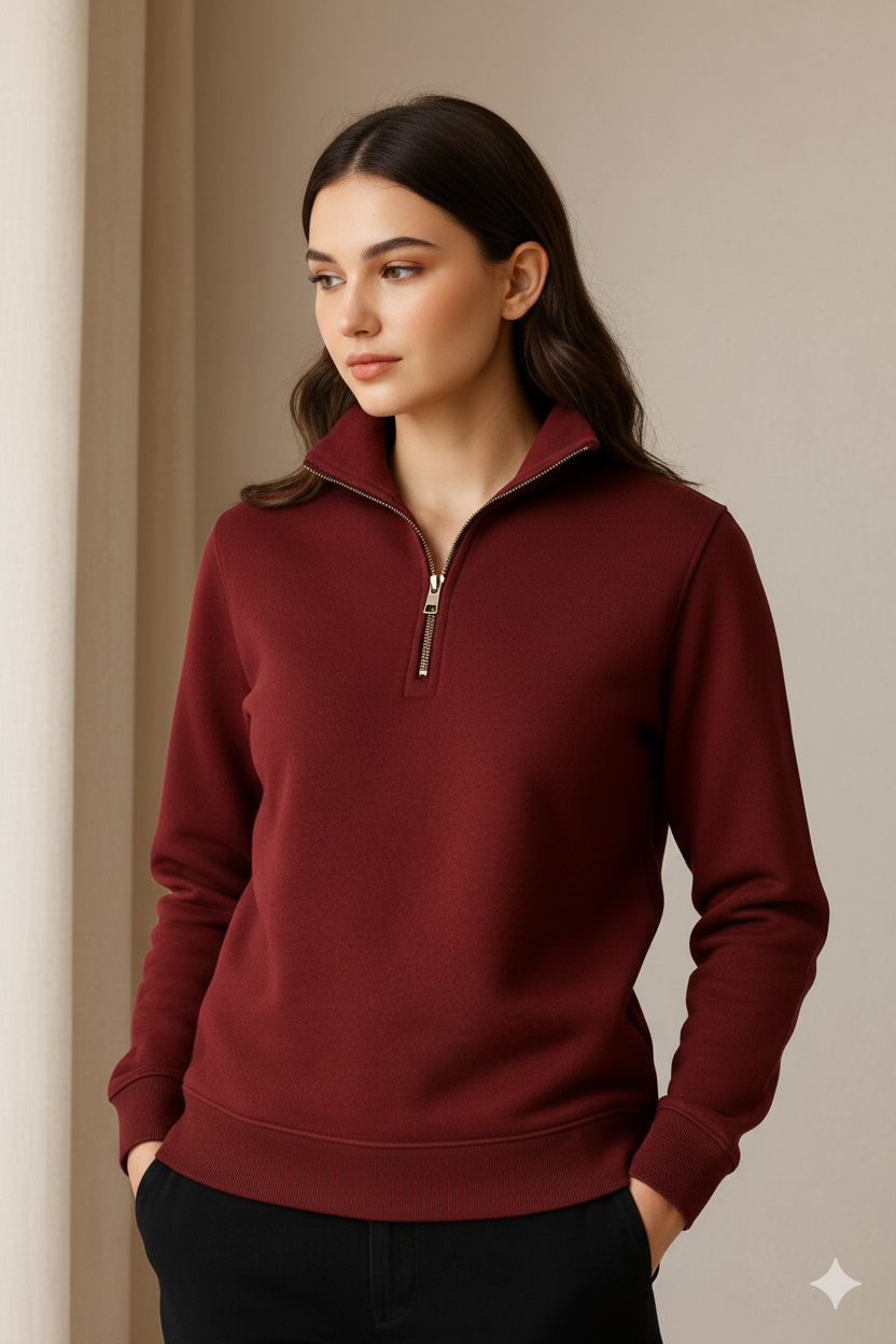 Quarter Zip Sweatshirt Maroon