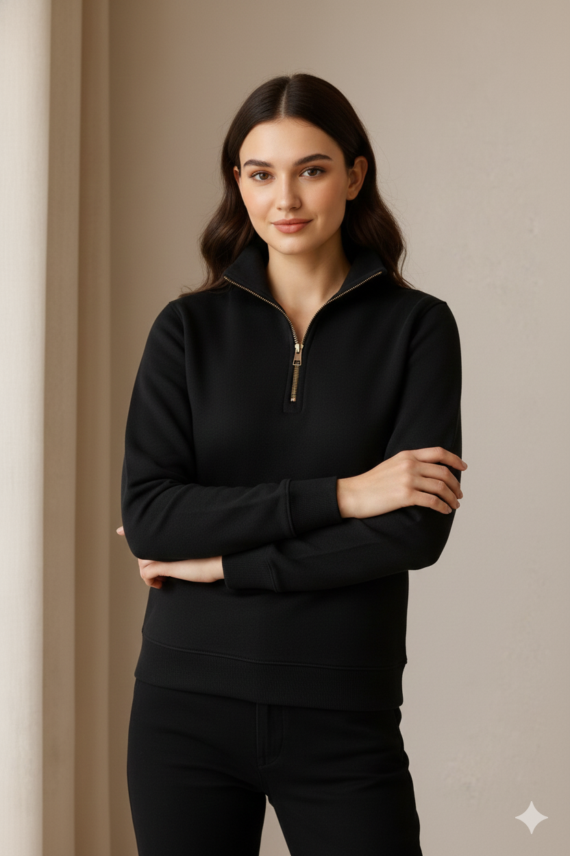 Quarter Zip Sweatshirt Black