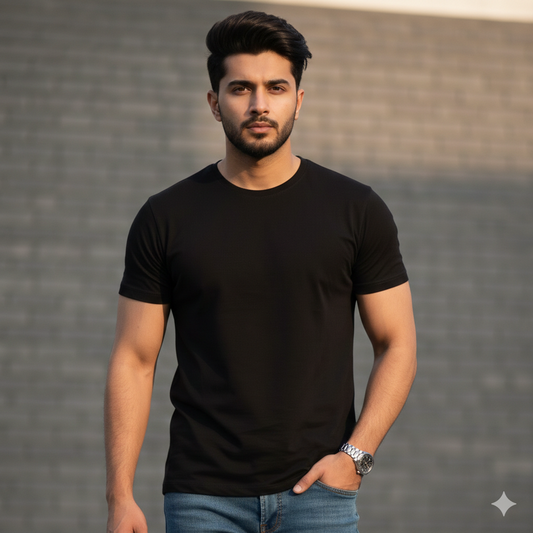 BASIC BLACK HALF SLEEVES TSHIRT