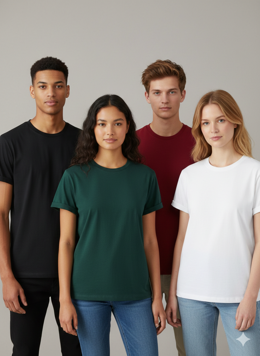 Pack Of Four Basic Tees (Black-Bottle-Red-White)