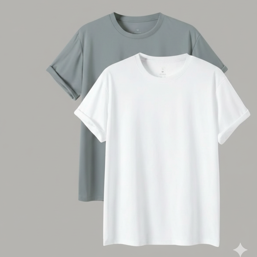 Pack Of Two Basic Tees (Grey-White)