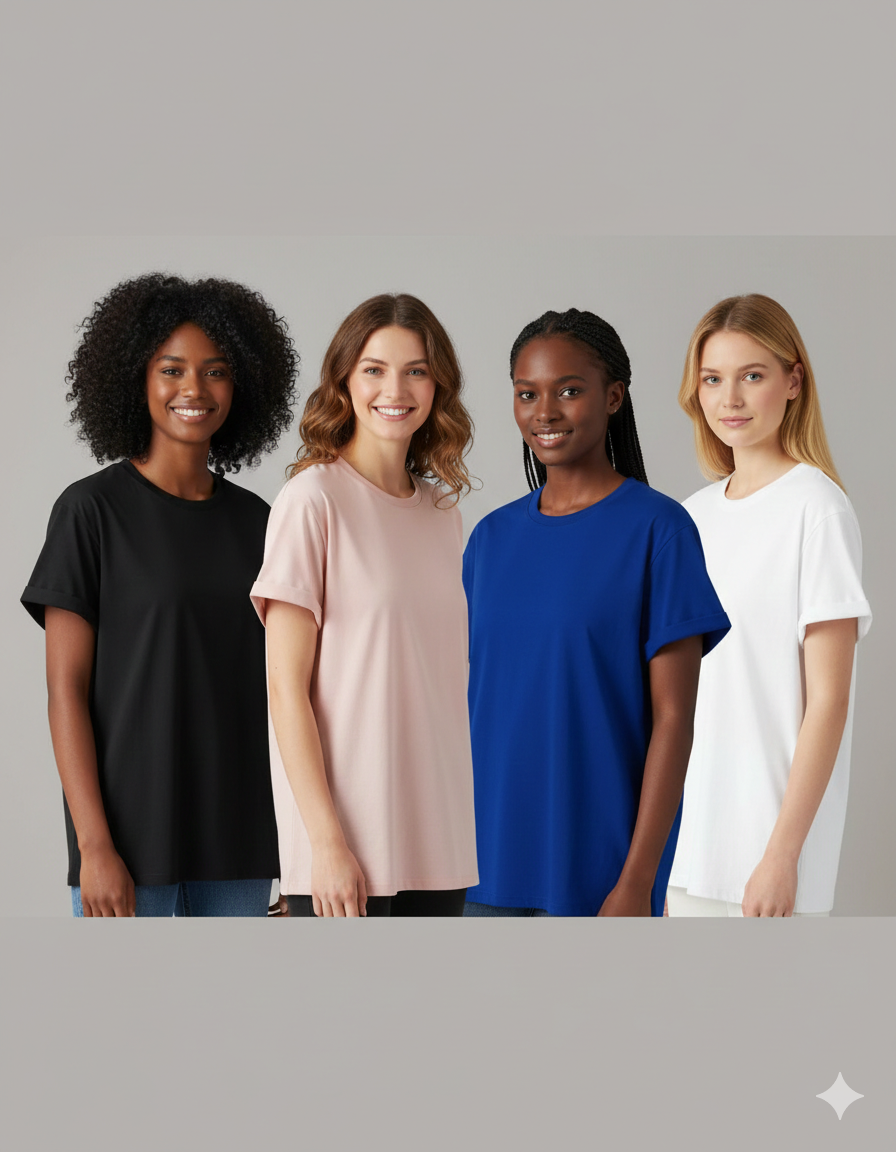 Pack Of Four Basic Tees (Black-Pink-Royal-White)