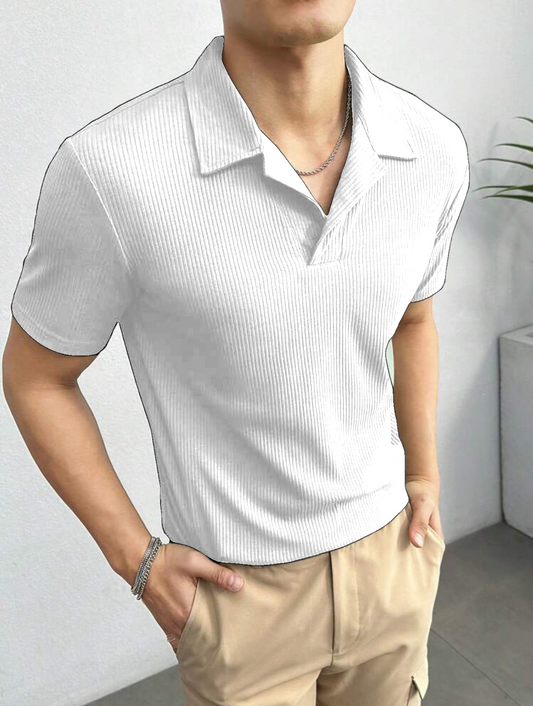 Polo Tshirt Waffle Knit White