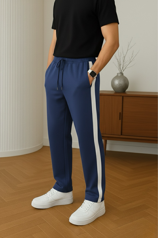 NAVY PANEL SWEATPANTS