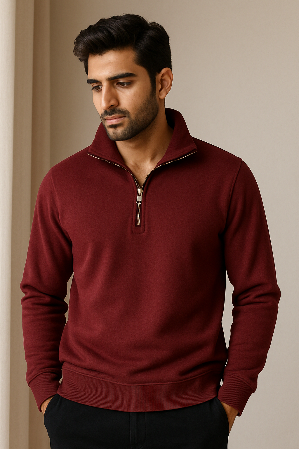 Quarter Zip Sweatshirt Maroon