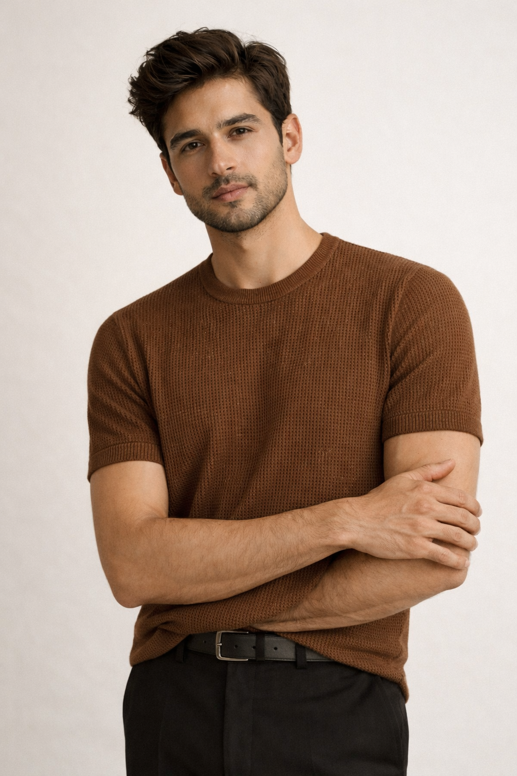 Waffle Knit Tshirt Brown