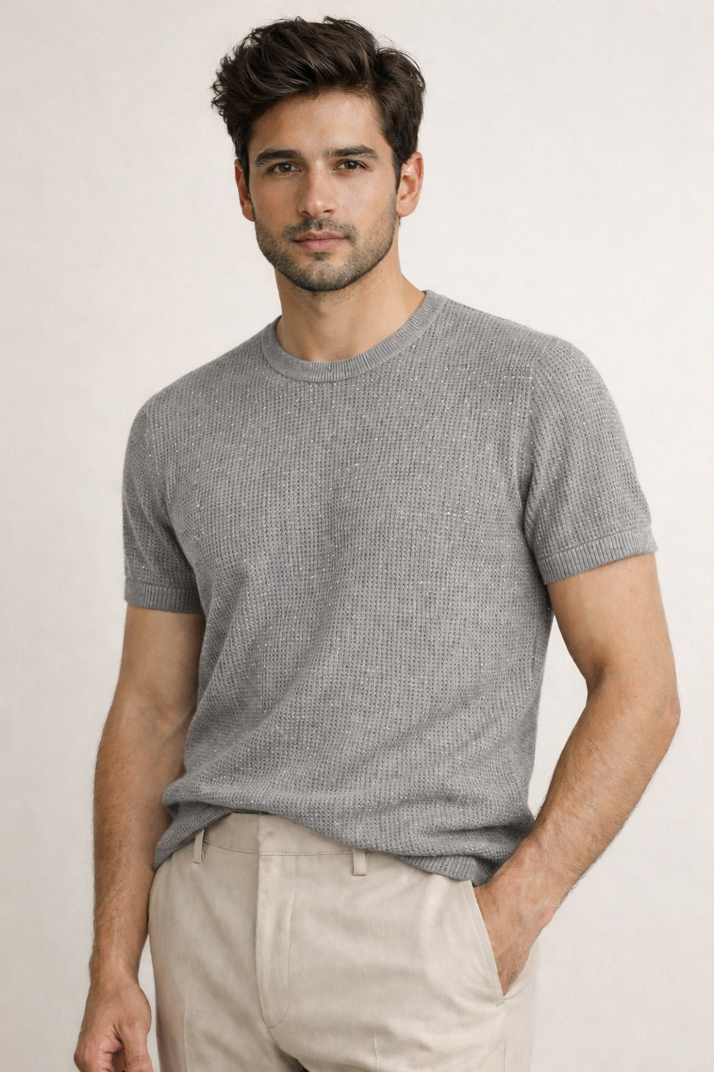 Waffle Knit Tshirt Grey