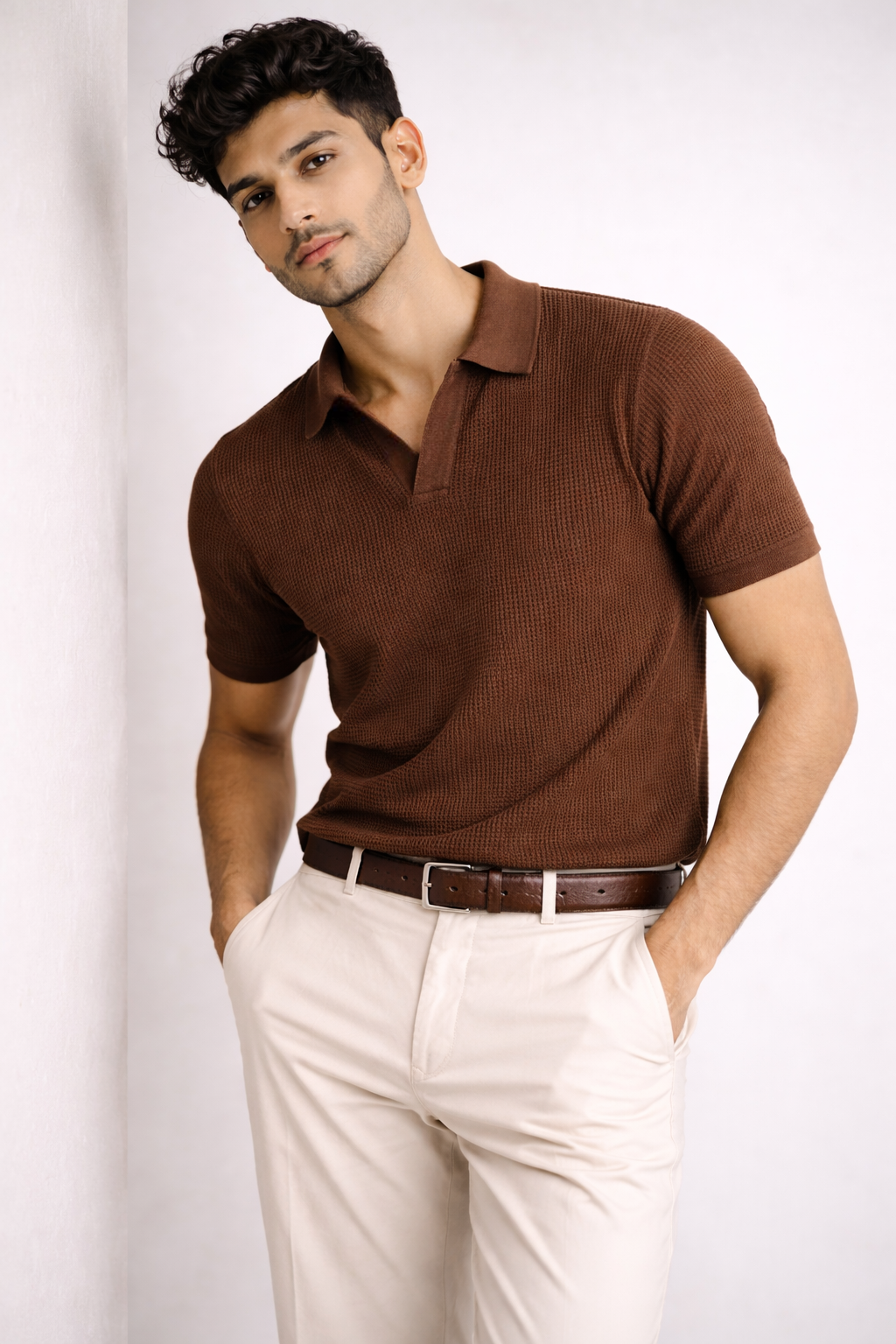 Honeycomb Polo Brown