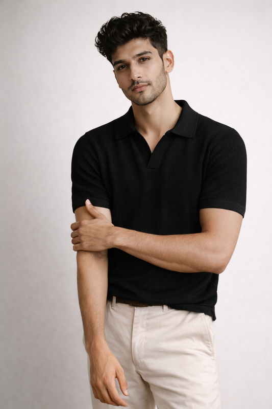 Honeycomb Polo Black