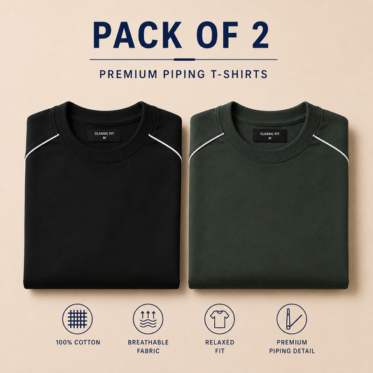 Pack Of Two Sporty Piping Tshirts