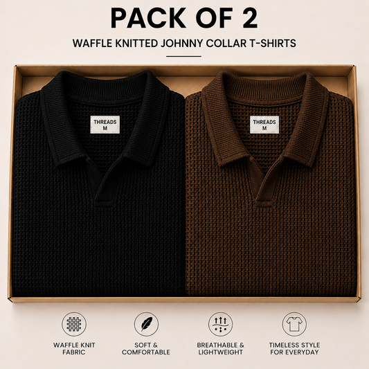 Pack Of Two Knitted Polo Tshirts Brown - Black