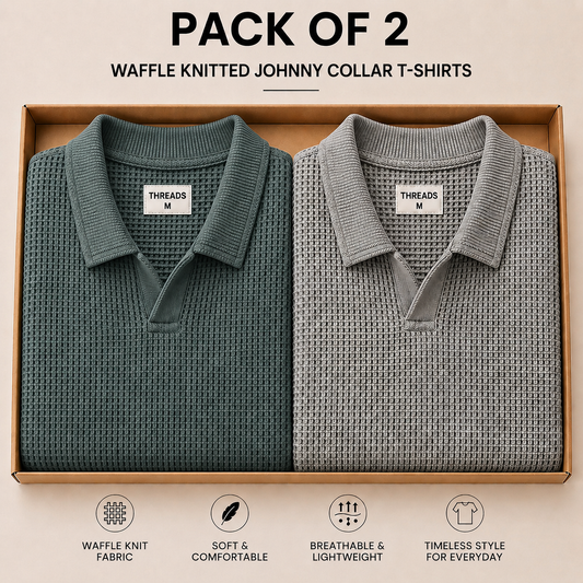 Pack Of Two Knitted Polo Tshirts H.Grey - Seige