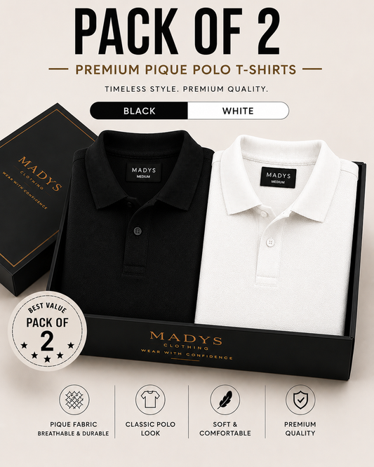 Pack Of Two Pique Polo Tshirts Black - White