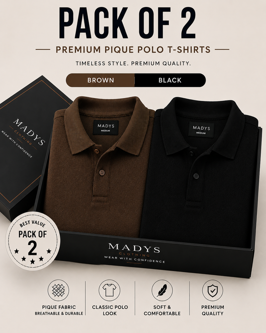 Pack Of Two Pique Polo Tshirts Black - Brown