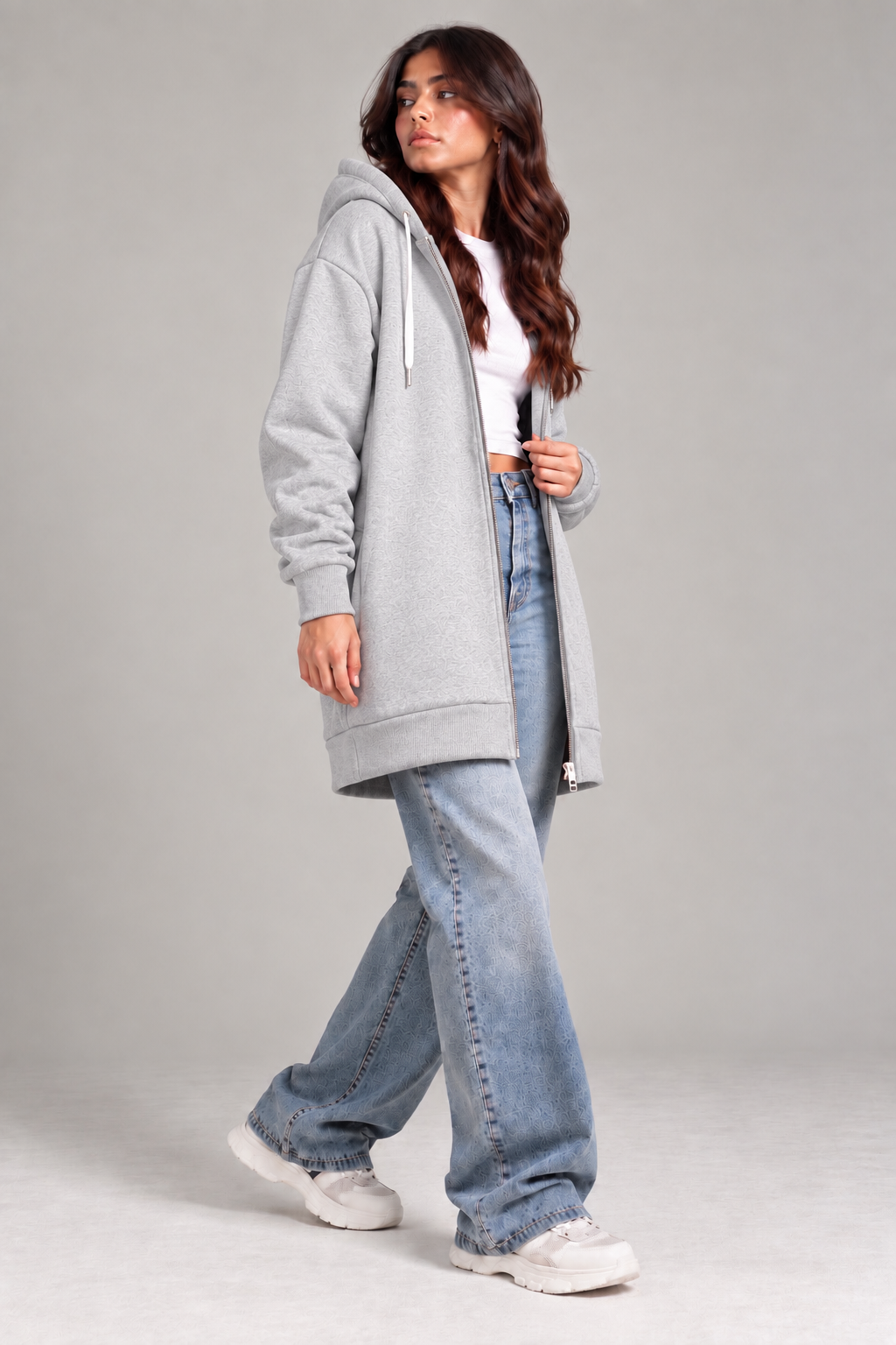 LONG LENGTH ZIPPER GREY