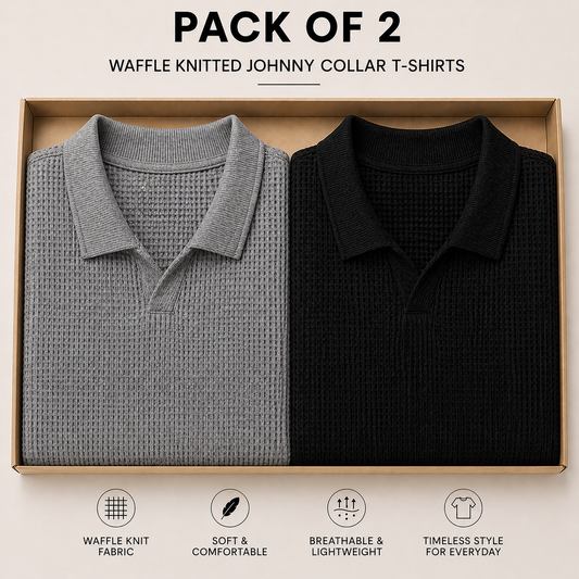 Pack Of Two Knitted Polo Tshirts Black - Grey
