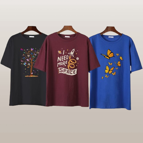PACK OF THREE GRAPHIC TEES ( Tree Space Butterflies)