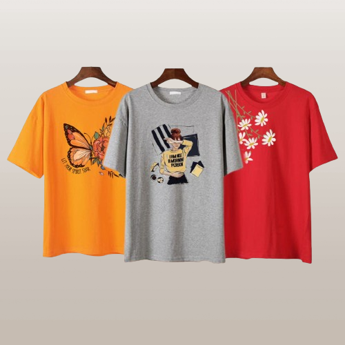PACK OF THREE GRAPHIC TEES (Butterfly Morning Side Floral )