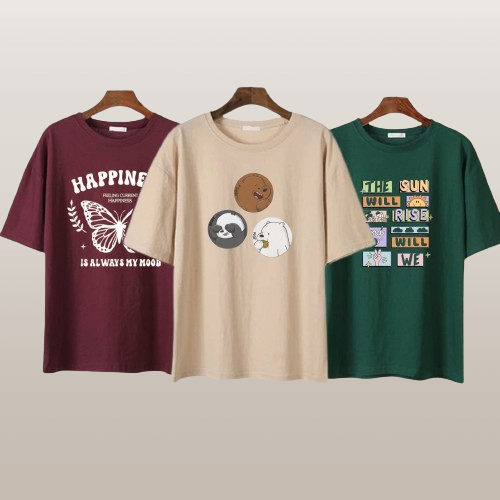 PACK OF THREE GRAPHIC TEES ( Happiness  Bears Sun )