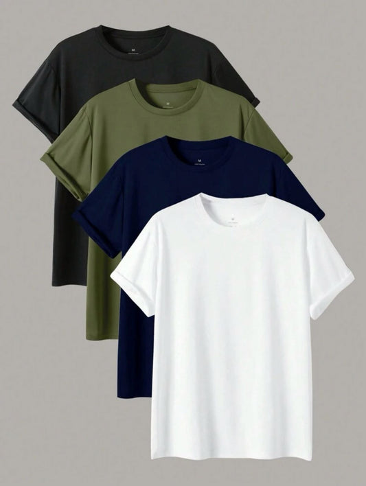 Pack Of Four Basic Tees (Black-Olive-Navy-White)