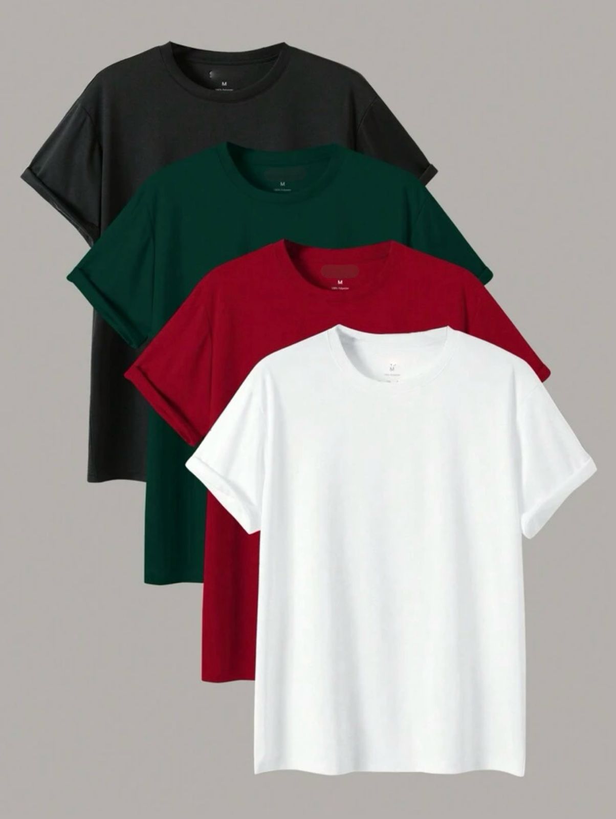 Pack Of Four Basic Tees (Black-Bottle-Red-White) – madysclothing