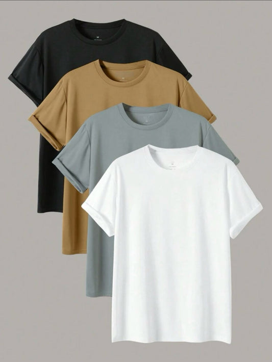 Pack Of Four Basic Tees (Black-Olive-Khakee-White)