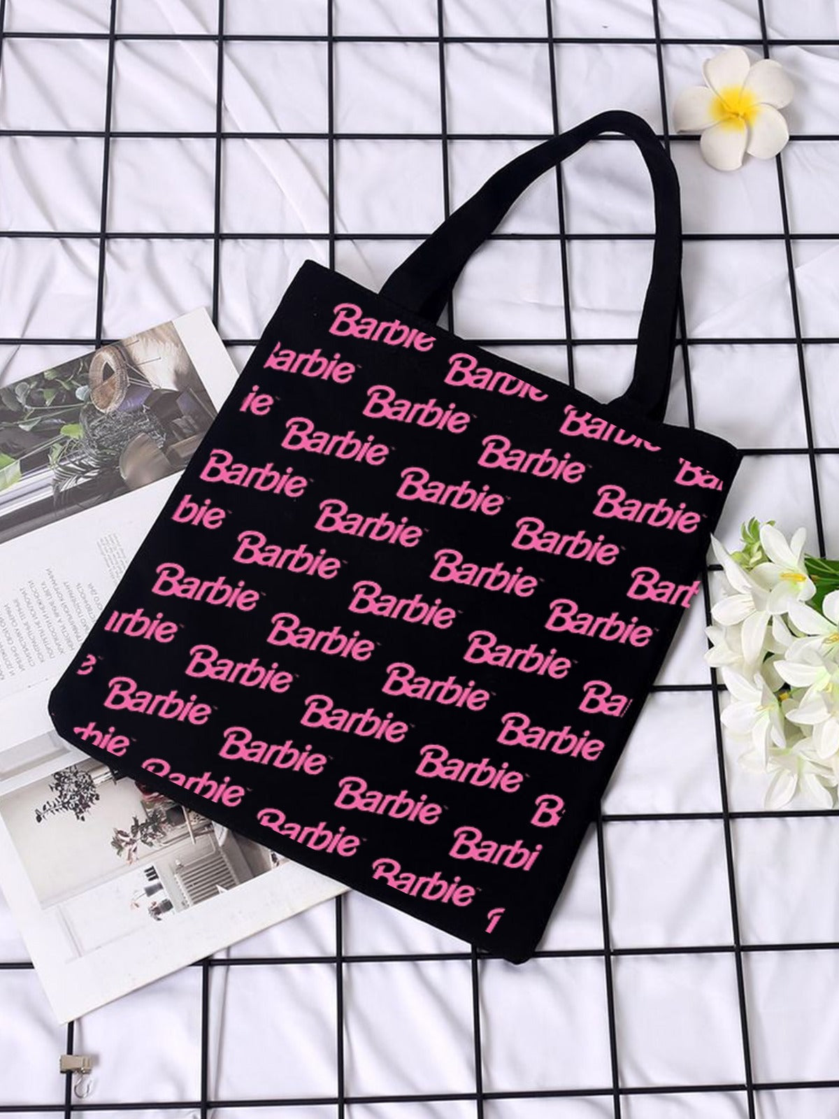 BARBIE ALL OVER TOTE BAG BLACK