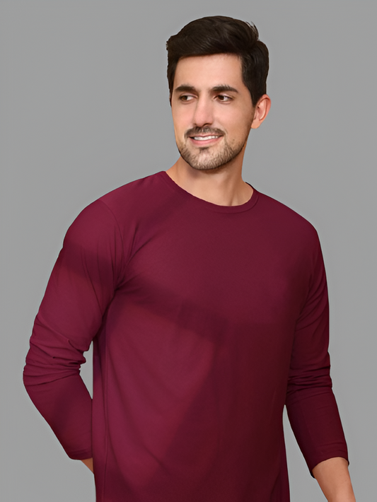 BASIC MAROON FULL SLEEVES TSHIRT