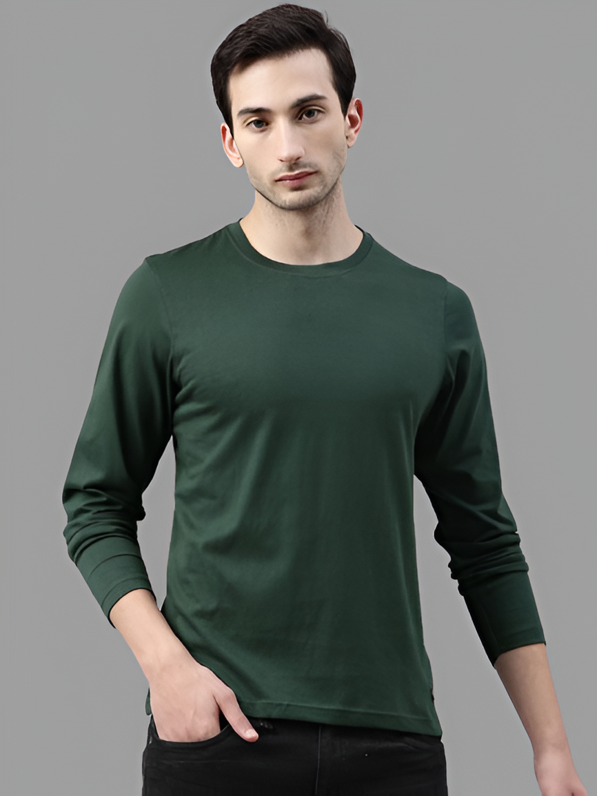 BASIC BOTTLE GREEN FULL SLEEVES TSHIRT