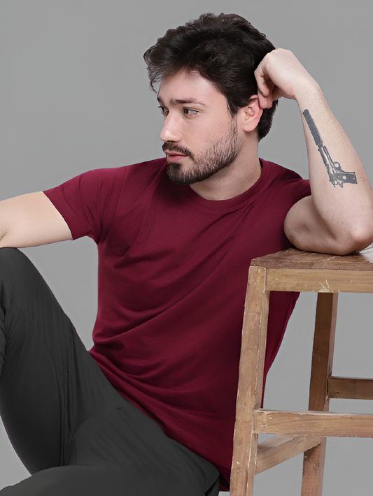 BASIC MAROON HALF SLEEVES TSHIRT