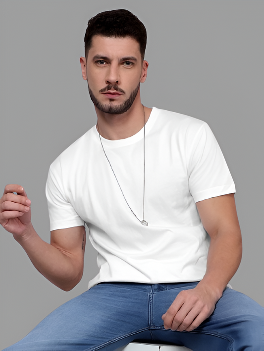 BASIC WHITE HALF SLEEVES TSHIRT